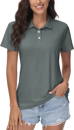 MAGCOMSEN Women's Polos Golf Shirts Short Sleeve UPF 50  Collared Shirt Quick Dry Tennis Work Athletic Tops