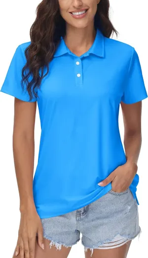 MAGCOMSEN Women's Polos Golf Shirts Short Sleeve UPF 50  Collared Shirt Quick Dry Tennis Work Athletic Tops