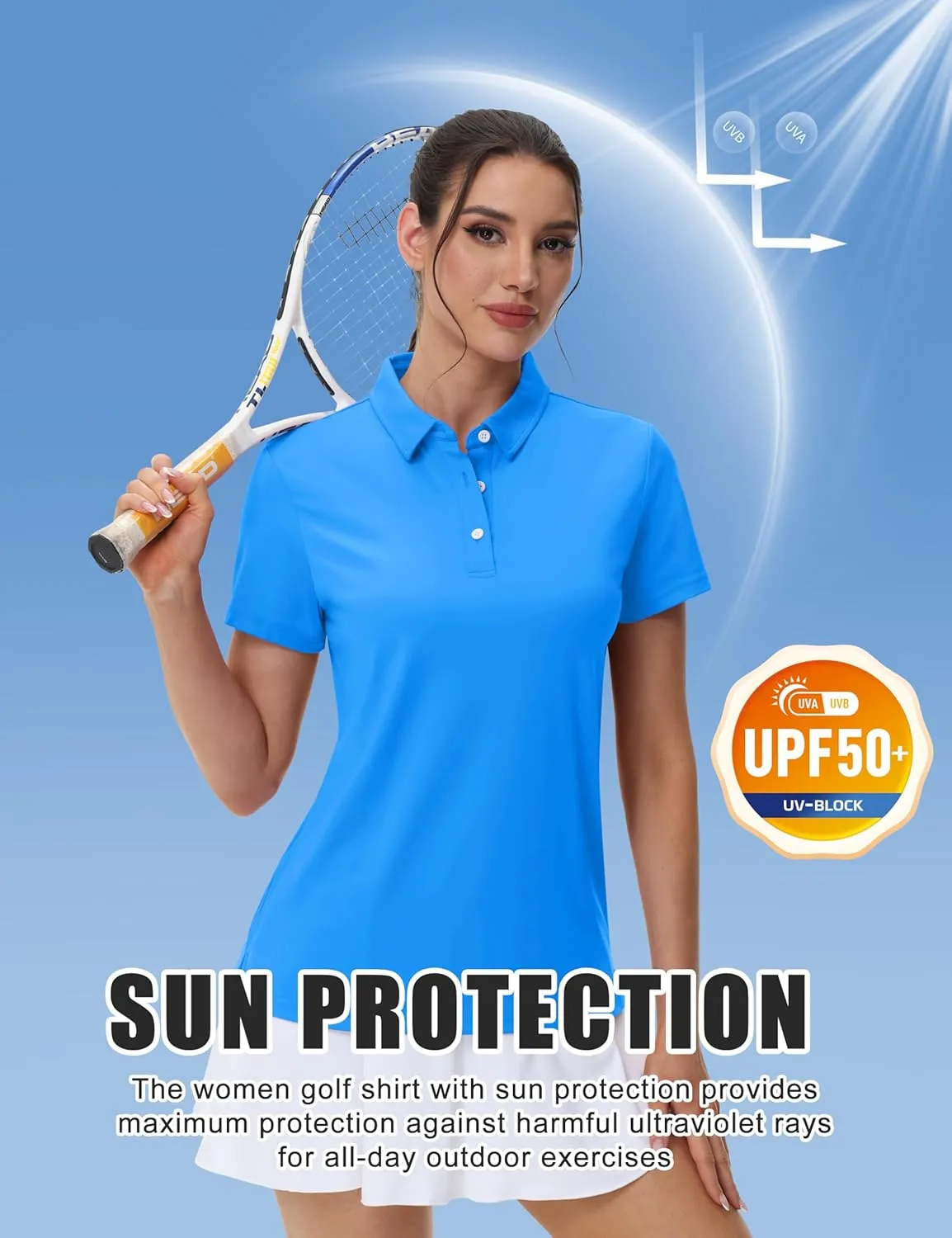 MAGCOMSEN Women's Polos Golf Shirts Short Sleeve UPF 50  Collared Shirt Quick Dry Tennis Work Athletic Tops