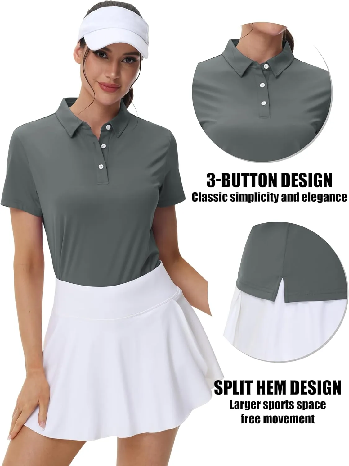 MAGCOMSEN Women's Polos Golf Shirts Short Sleeve UPF 50  Collared Shirt Quick Dry Tennis Work Athletic Tops