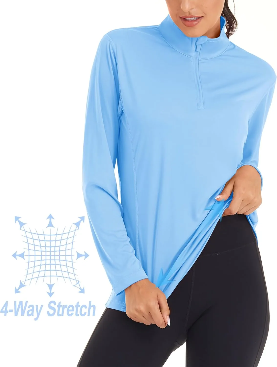 MAGCOMSEN Women's Shirts Long Sleeve 1/4 Zip UPF50  UV Sun Protection Quick Dry Workout Hiking Athletic Shirts Rash Guard
