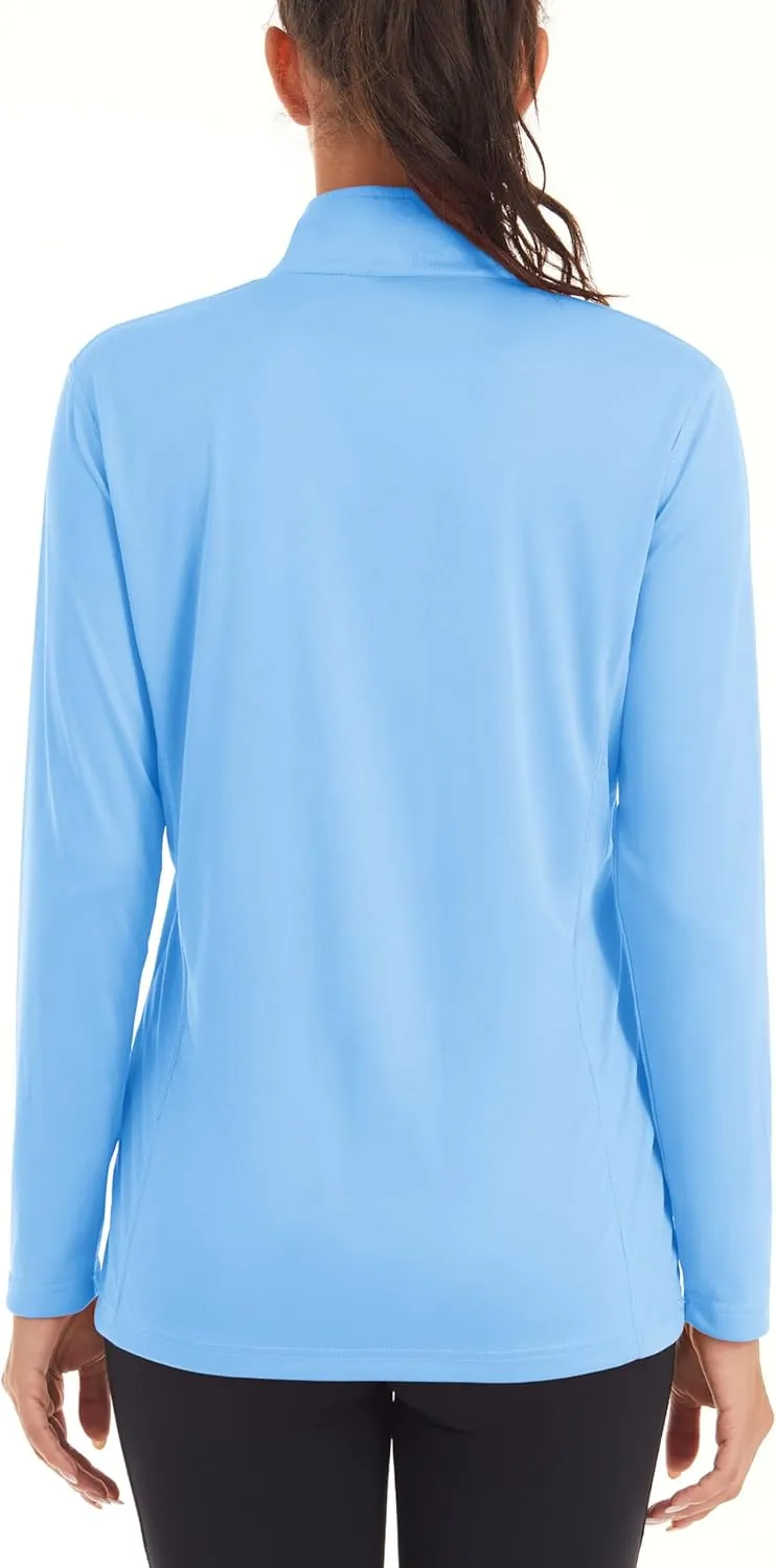 MAGCOMSEN Women's Shirts Long Sleeve 1/4 Zip UPF50  UV Sun Protection Quick Dry Workout Hiking Athletic Shirts Rash Guard