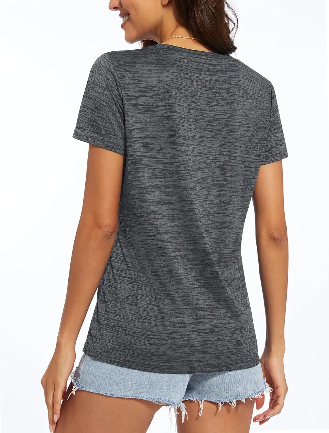 MAGCOMSEN Women's V Neck Workout Shirts Short Sleeve Moisture Wicking Yoga T-Shirts Quick Dry Athletic Tops