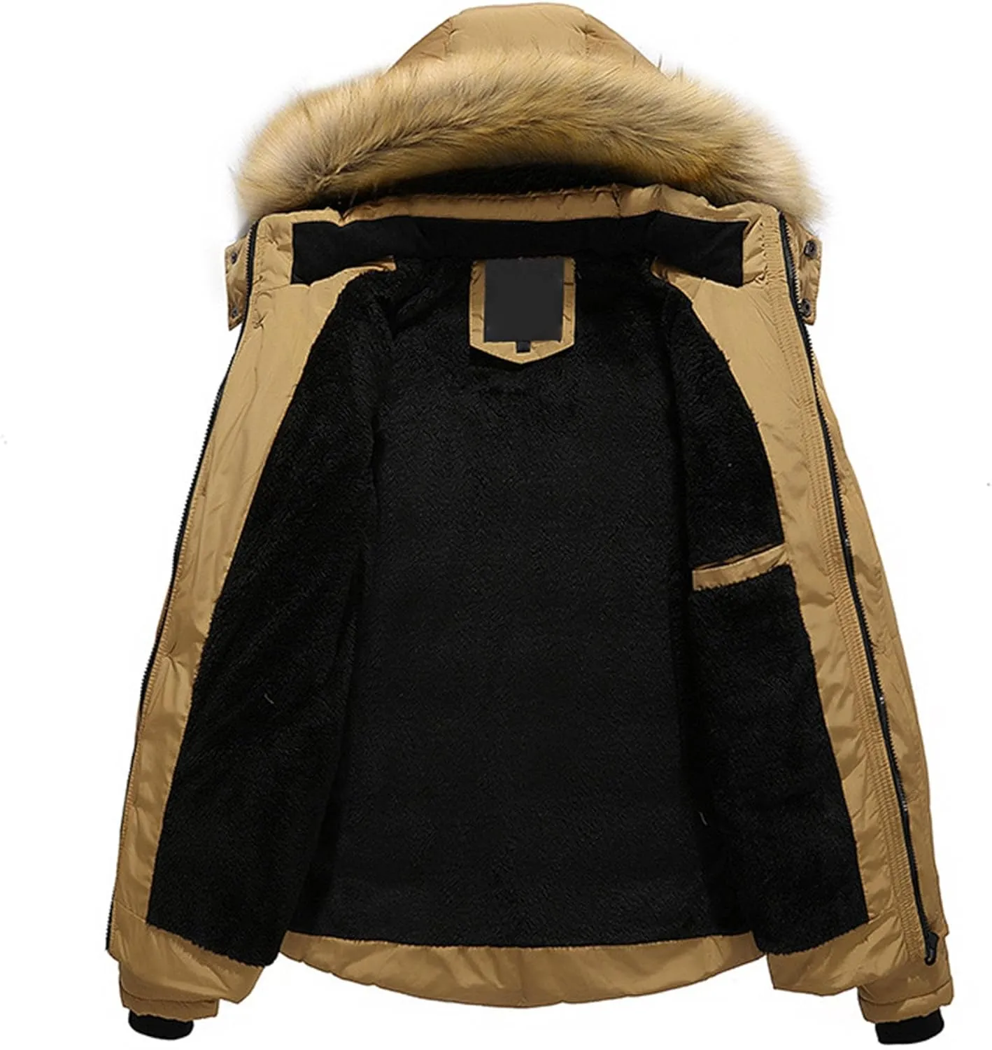 Maiyifu-GJ Mens Winter Hooded Wool Liner Jacket Warm Windbreaker Down Cotton Padded Thicken Coat With Pocket