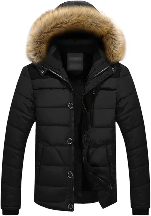 Maiyifu-GJ Mens Winter Hooded Wool Liner Jacket Warm Windbreaker Down Cotton Padded Thicken Coat With Pocket