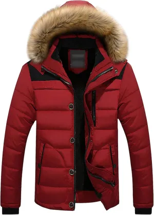 Maiyifu-GJ Mens Winter Hooded Wool Liner Jacket Warm Windbreaker Down Cotton Padded Thicken Coat With Pocket