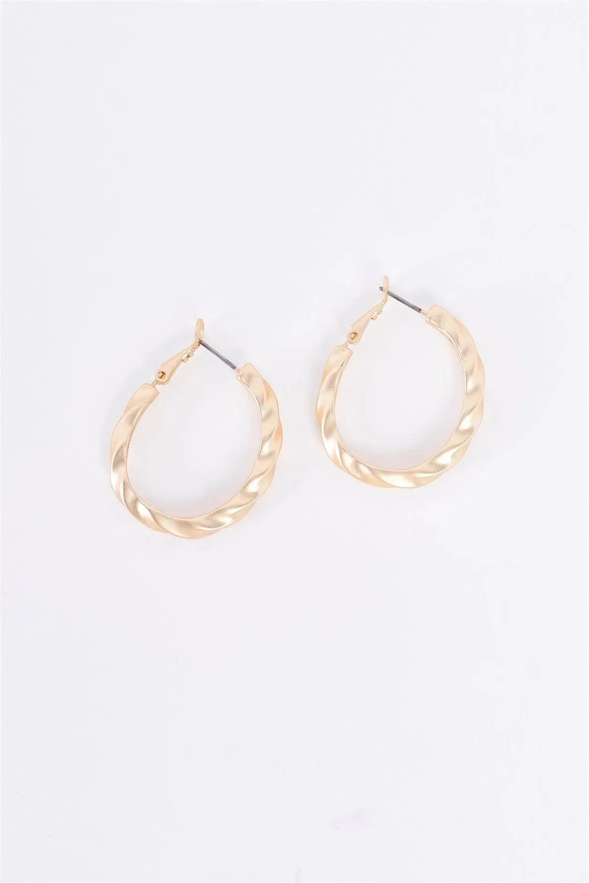 Matte Gold Twisted Hoop Earrings