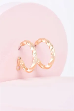 Matte Gold Twisted Hoop Earrings