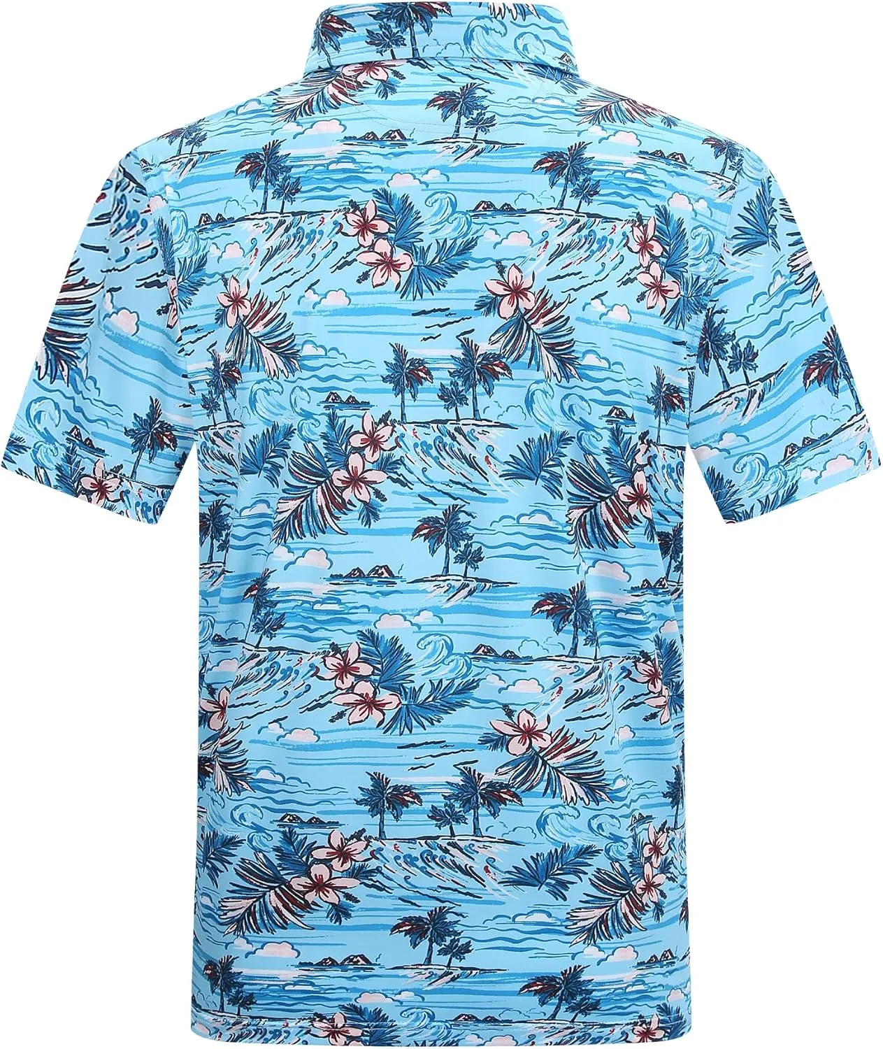 MCEDAR Mens Golf Polo Shirts Dry Fit Short Sleeve Performance Moisture Wicking Hawaiian Floral Print Casual Shirt S-3XL
