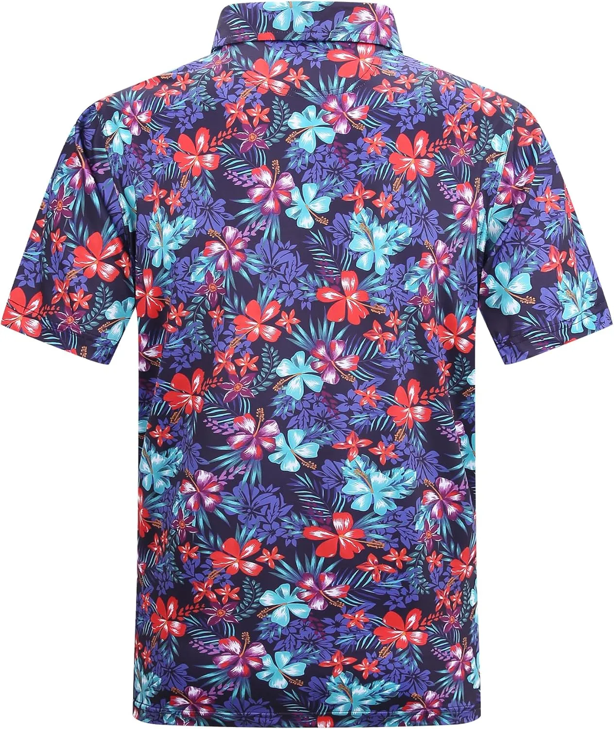 MCEDAR Mens Golf Polo Shirts Dry Fit Short Sleeve Performance Moisture Wicking Hawaiian Floral Print Casual Shirt S-3XL