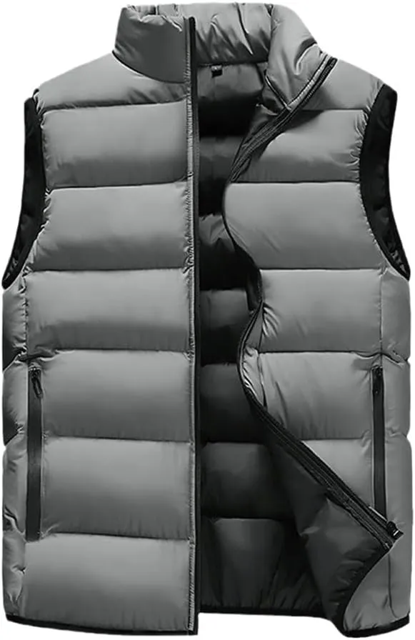 Men Winter Sleeveless Jackets Waistcoat Thick Warm Cotton-Padded Coats Tops Veste