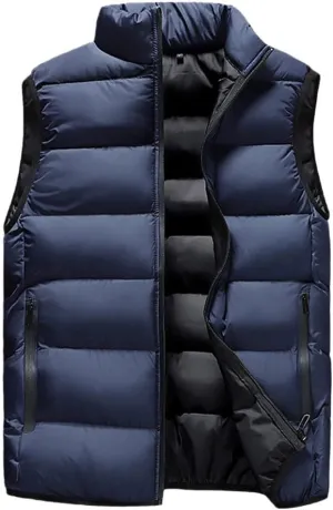 Men Winter Sleeveless Jackets Waistcoat Thick Warm Cotton-Padded Coats Tops Veste