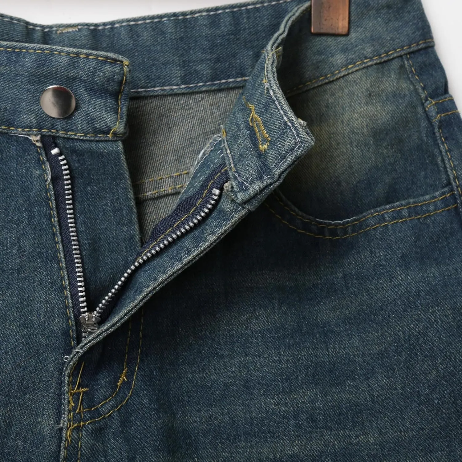 Mens Baggy Denim Jorts Y2K Grunge Loose Hip Hop Jean Shorts Wide Leg Mid Jeans Streetwear with Pockets