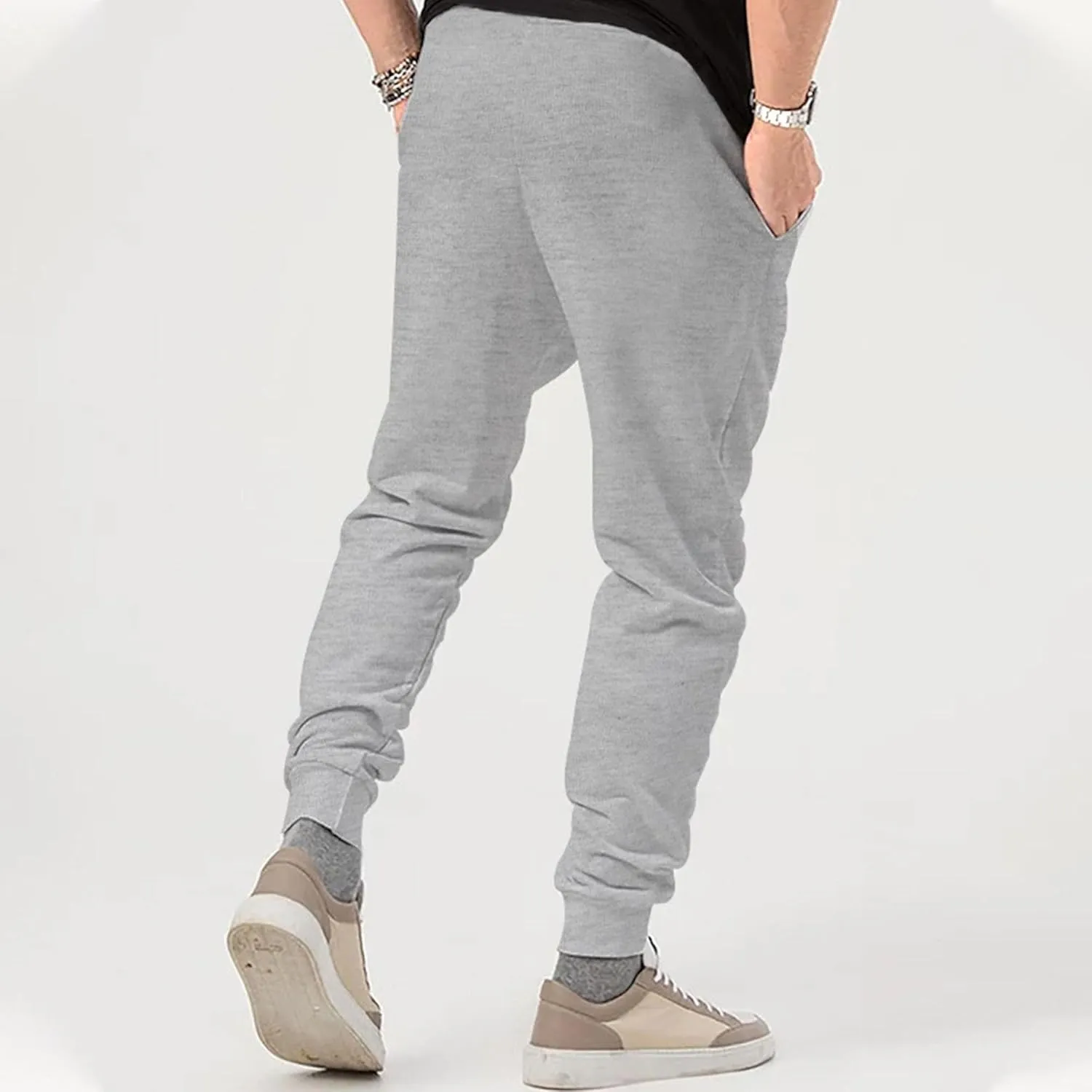 Men's Basic Casual Comfort Joggers Pants Drawstring Solid Outdoor Trousers Lightweight Athletic Hiking Pants