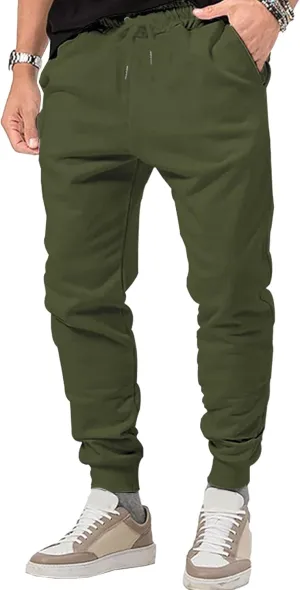 Men's Basic Casual Comfort Joggers Pants Drawstring Solid Outdoor Trousers Lightweight Athletic Hiking Pants