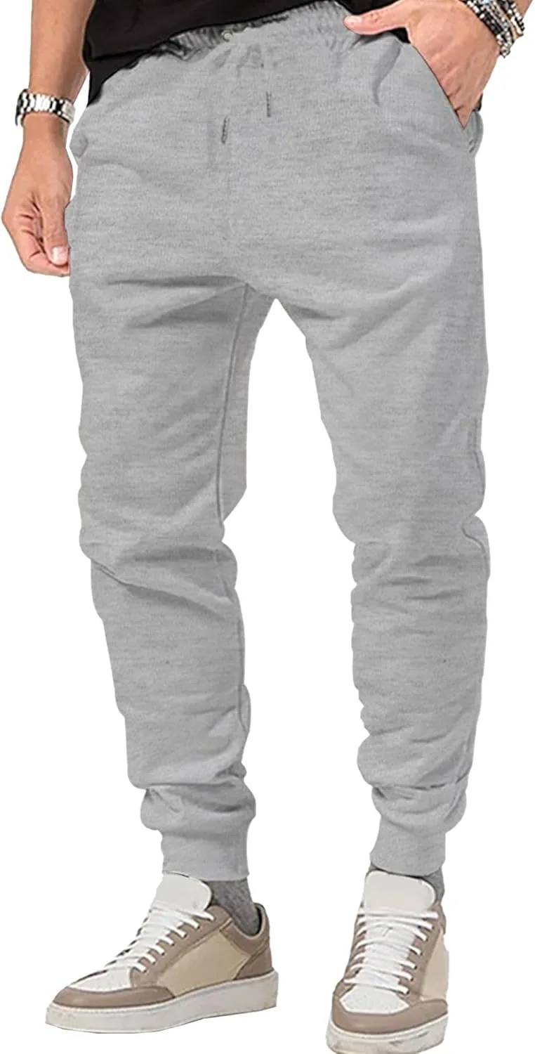 Men's Basic Casual Comfort Joggers Pants Drawstring Solid Outdoor Trousers Lightweight Athletic Hiking Pants