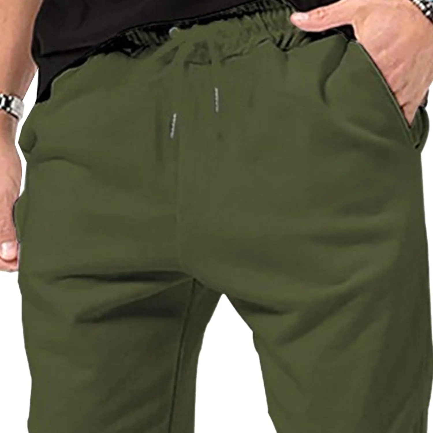 Men's Basic Casual Comfort Joggers Pants Drawstring Solid Outdoor Trousers Lightweight Athletic Hiking Pants
