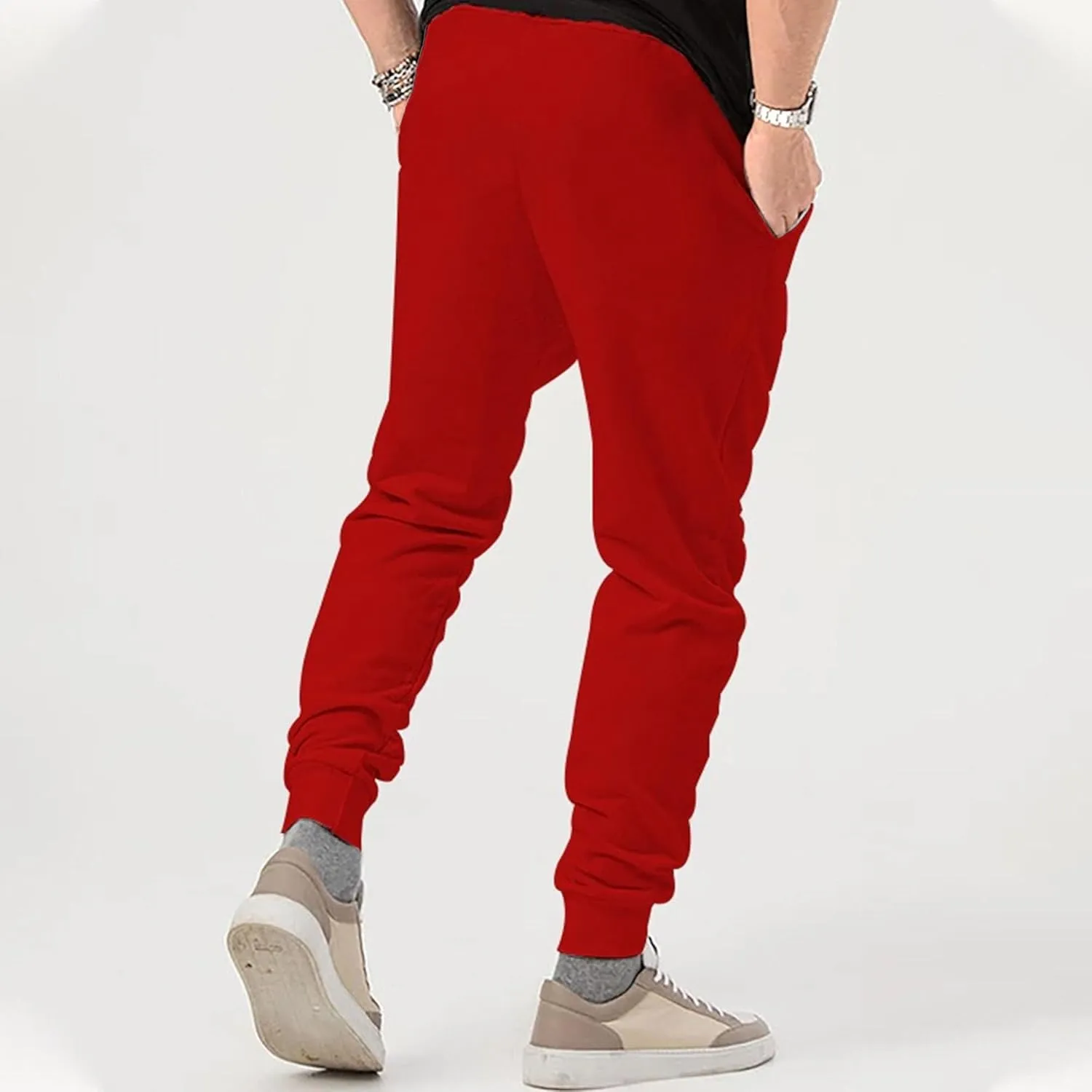 Men's Basic Casual Comfort Joggers Pants Drawstring Solid Outdoor Trousers Lightweight Athletic Hiking Pants