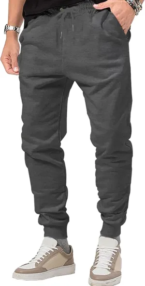 Men's Basic Casual Comfort Joggers Pants Drawstring Solid Outdoor Trousers Lightweight Athletic Hiking Pants