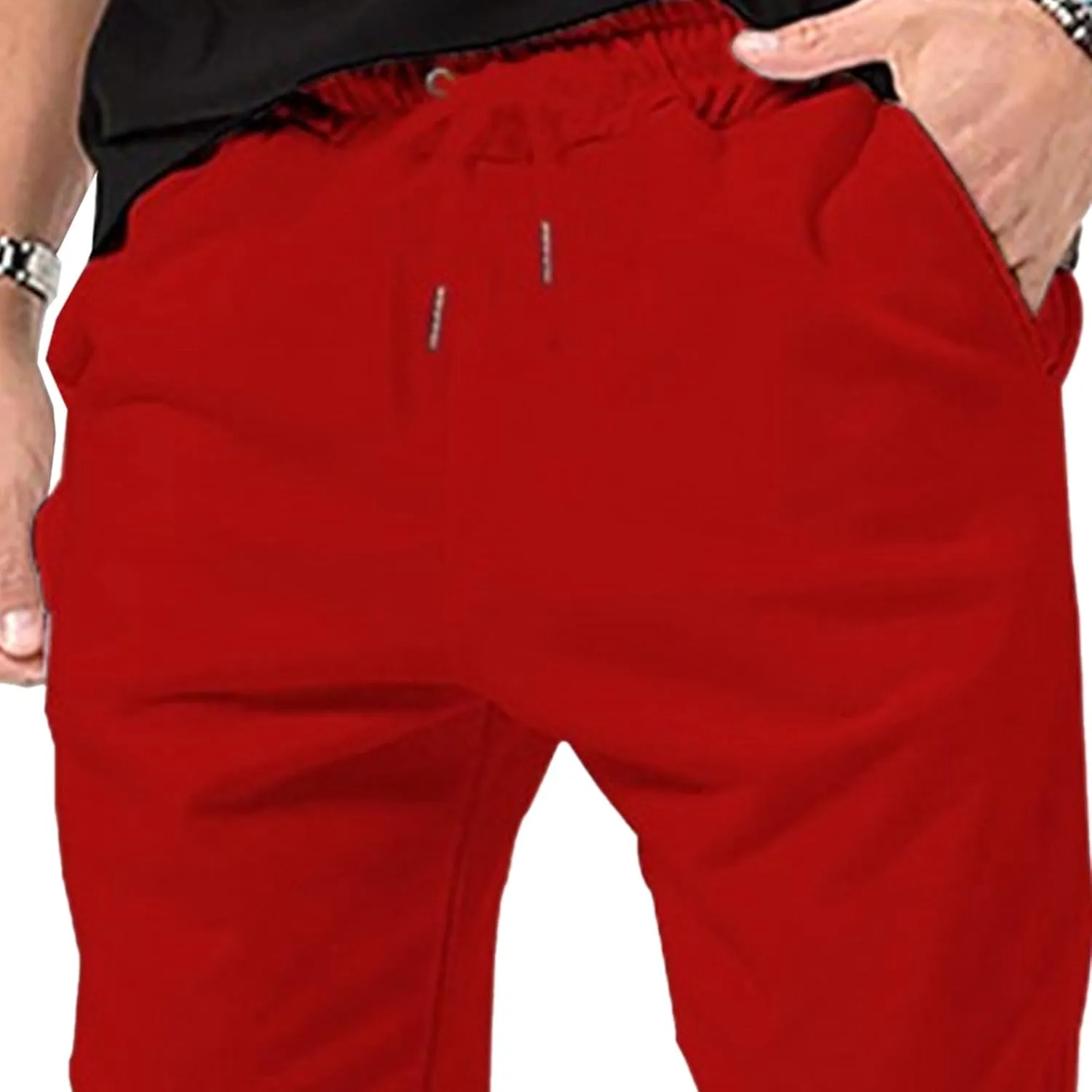 Men's Basic Casual Comfort Joggers Pants Drawstring Solid Outdoor Trousers Lightweight Athletic Hiking Pants