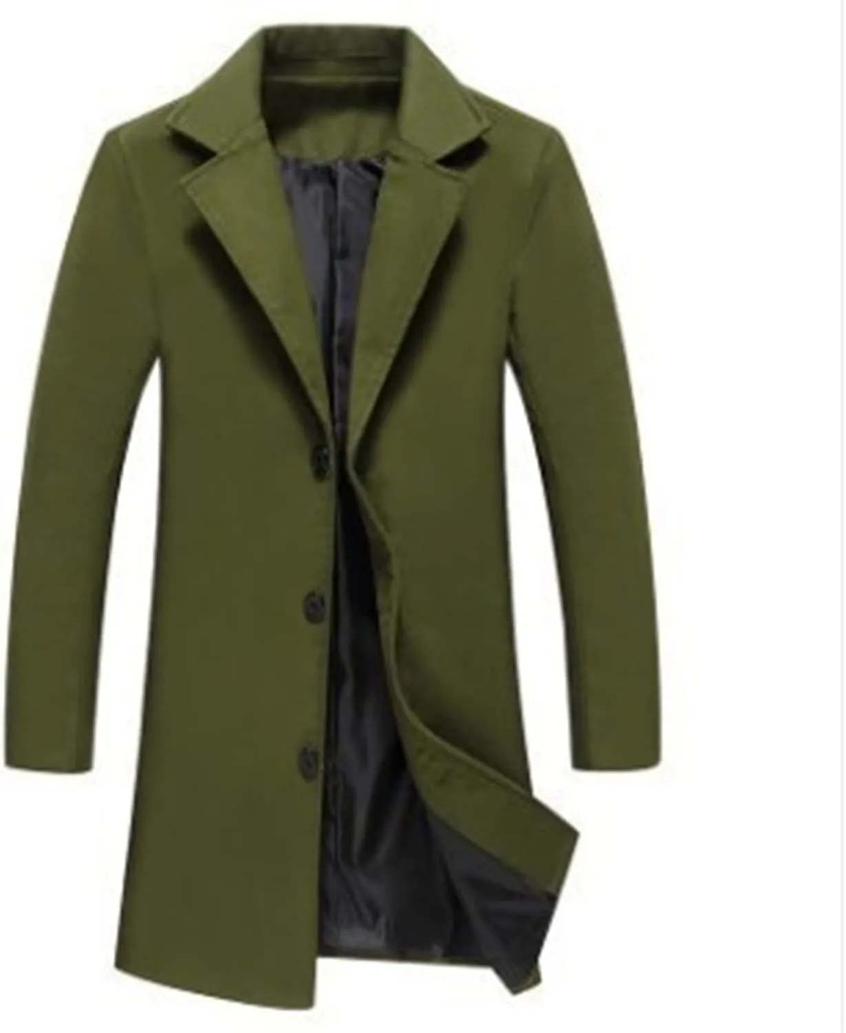 Mens Big and Tall Notched Lapel Single Breasted Pea Coats Trench Business Woolen Button Down Jackets Fall Work Topcoat M-5XL