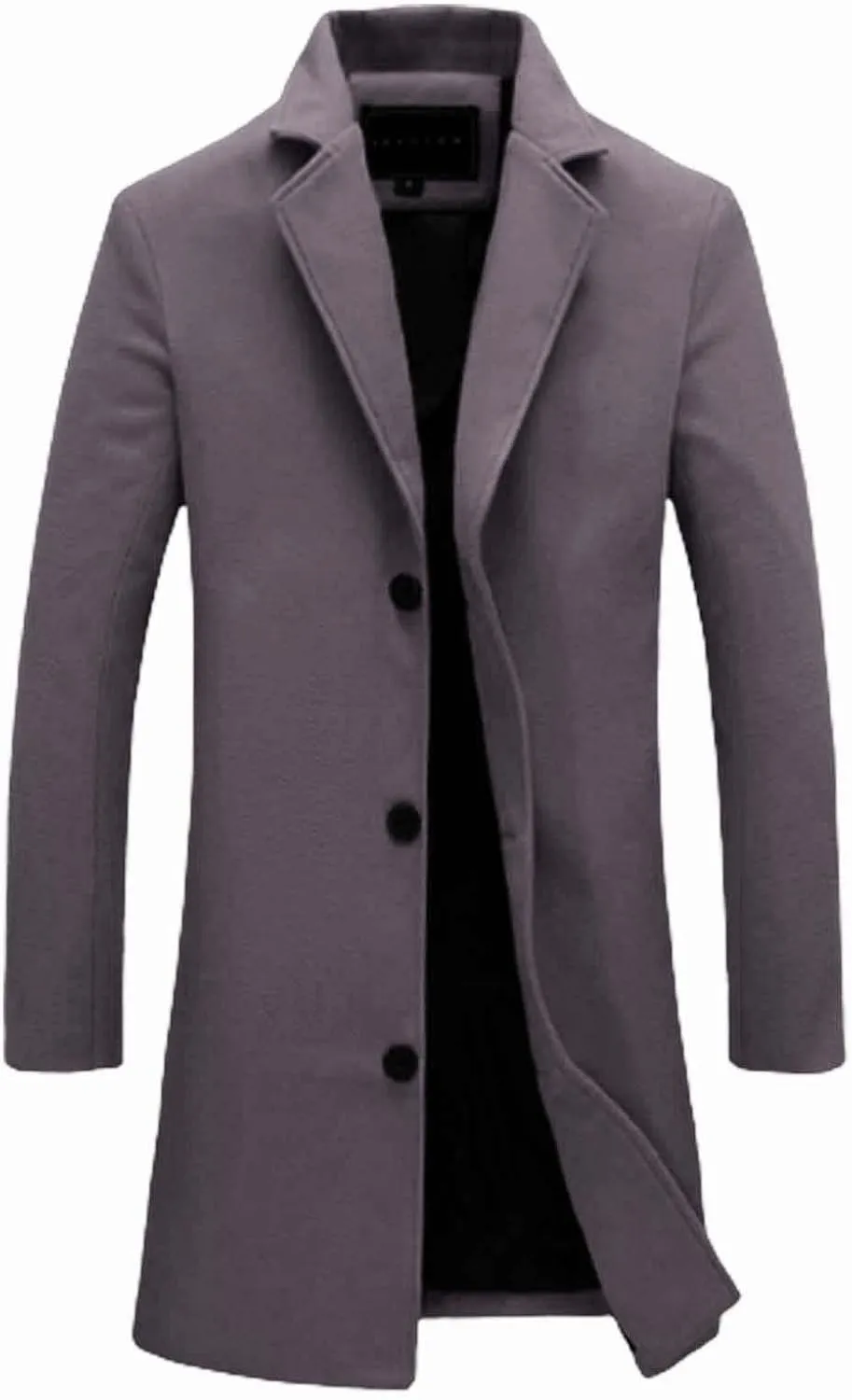 Mens Big and Tall Wool Blend Pea Coats Notched Collar Single Breasted Overcoat Winter Warm Trench Coat Long Jackets