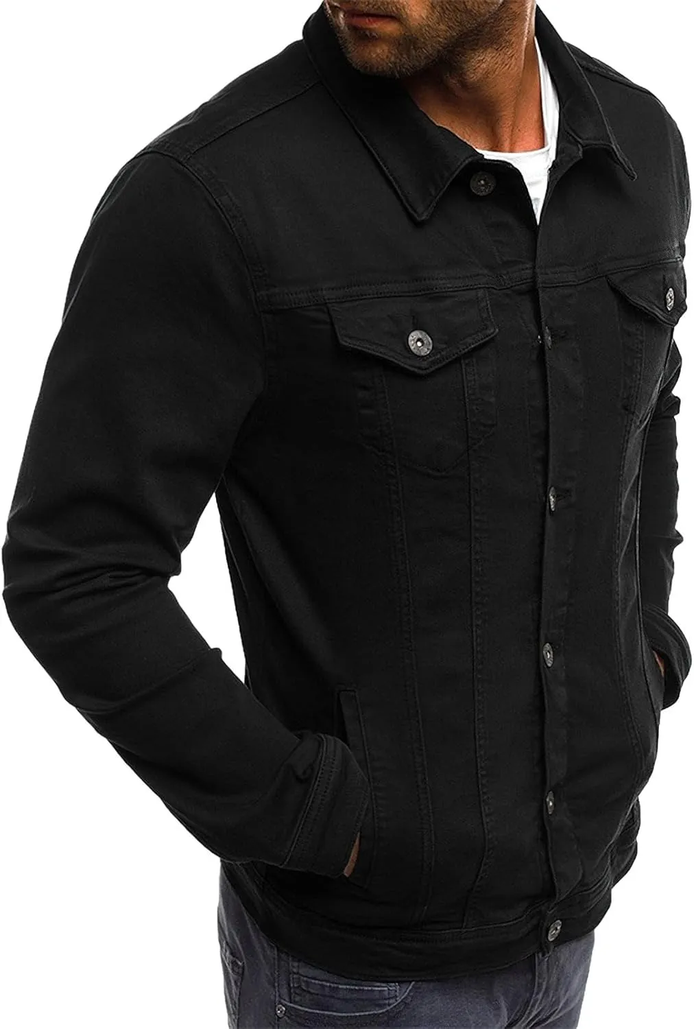 Men's Casual Classic Denim Jacket Slim Fit Fashion Jean Coat
