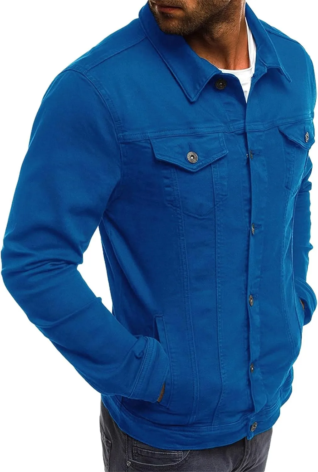Men's Casual Classic Denim Jacket Slim Fit Fashion Jean Coat
