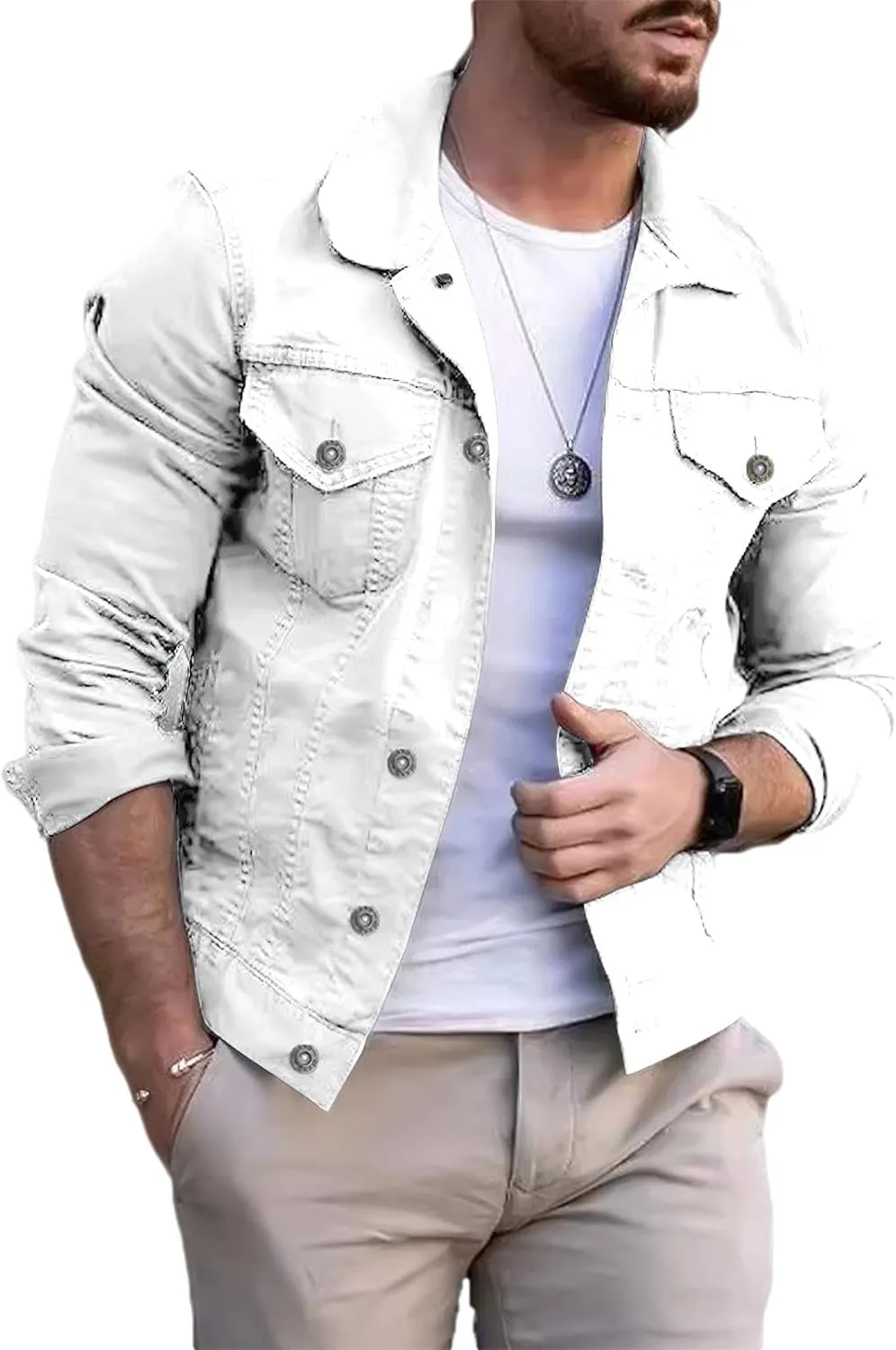 Men's Casual Classic Denim Jacket Slim Fit Fashion Jean Coat