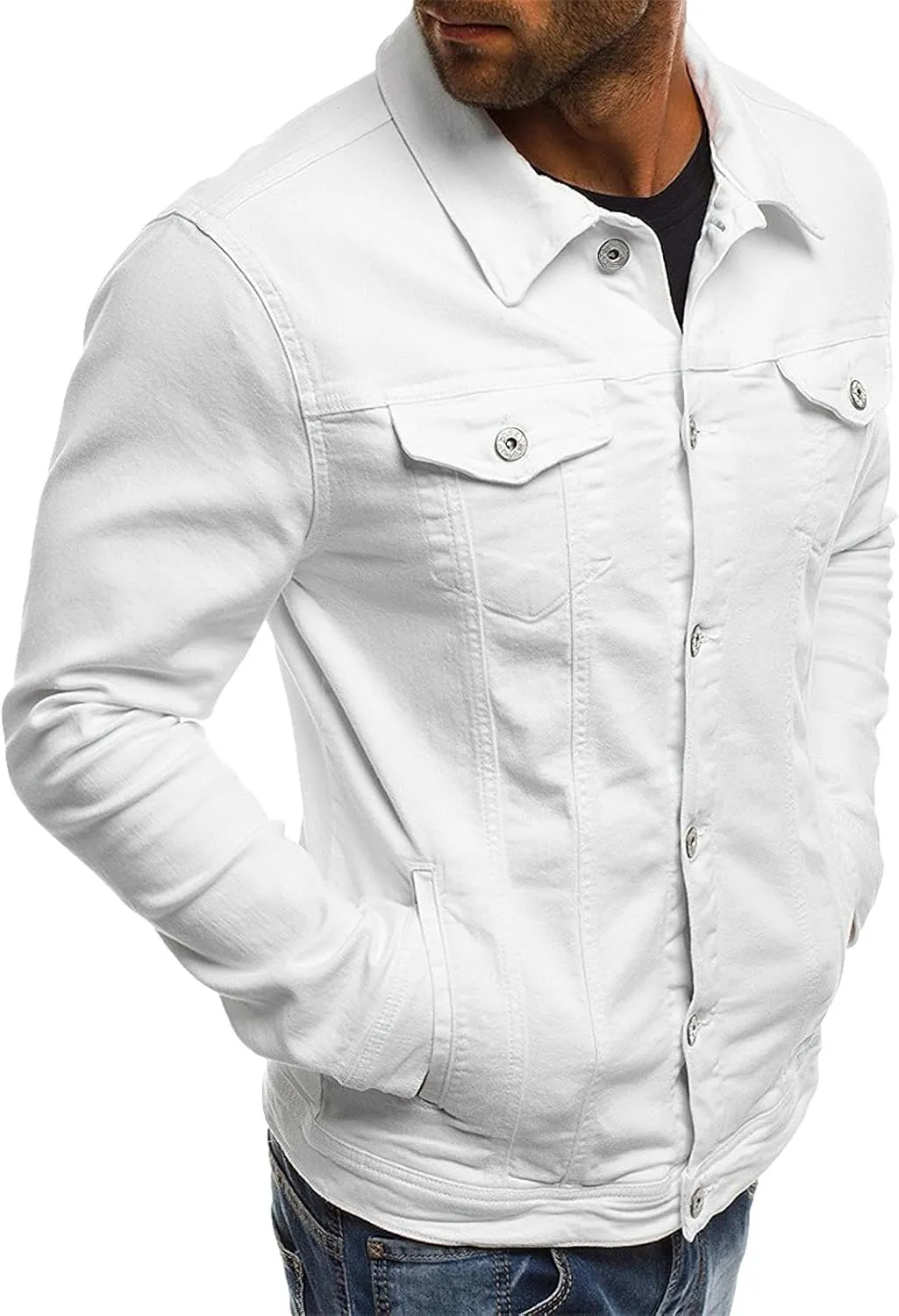 Men's Casual Classic Denim Jacket Slim Fit Fashion Jean Coat