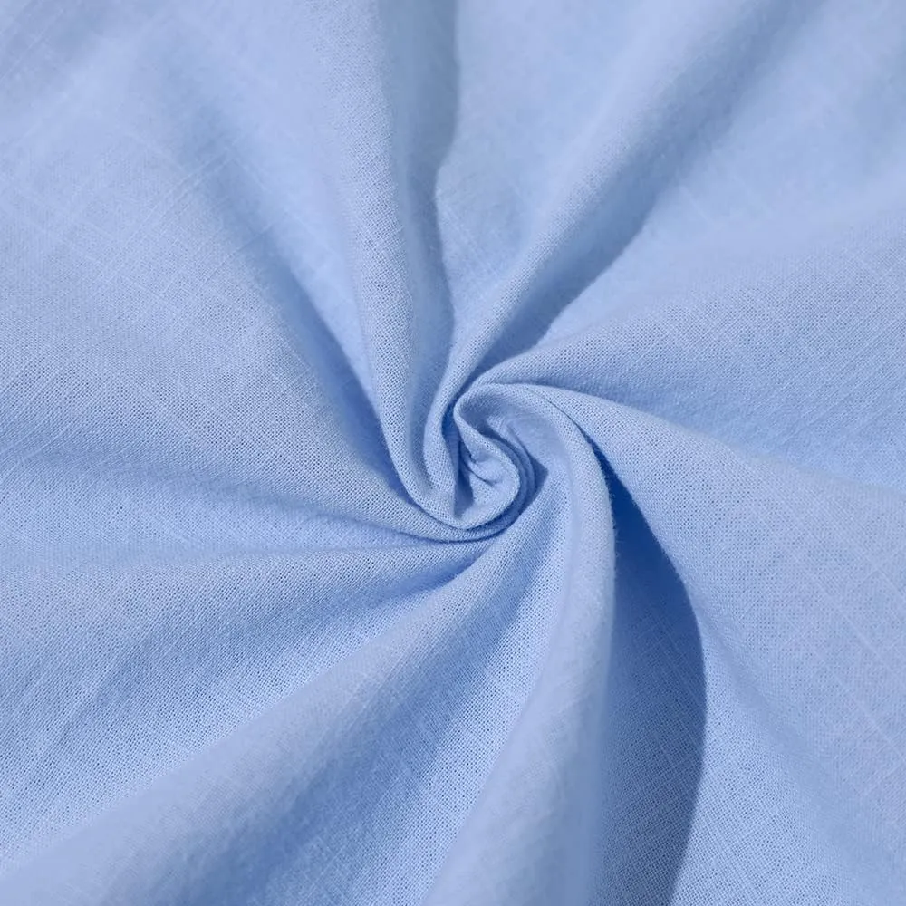 Mens Casual Long Sleeve Cotton Linen Shirts Buttons Down Solid Plain Roll-Up Sleeve Summer Beach Shirts