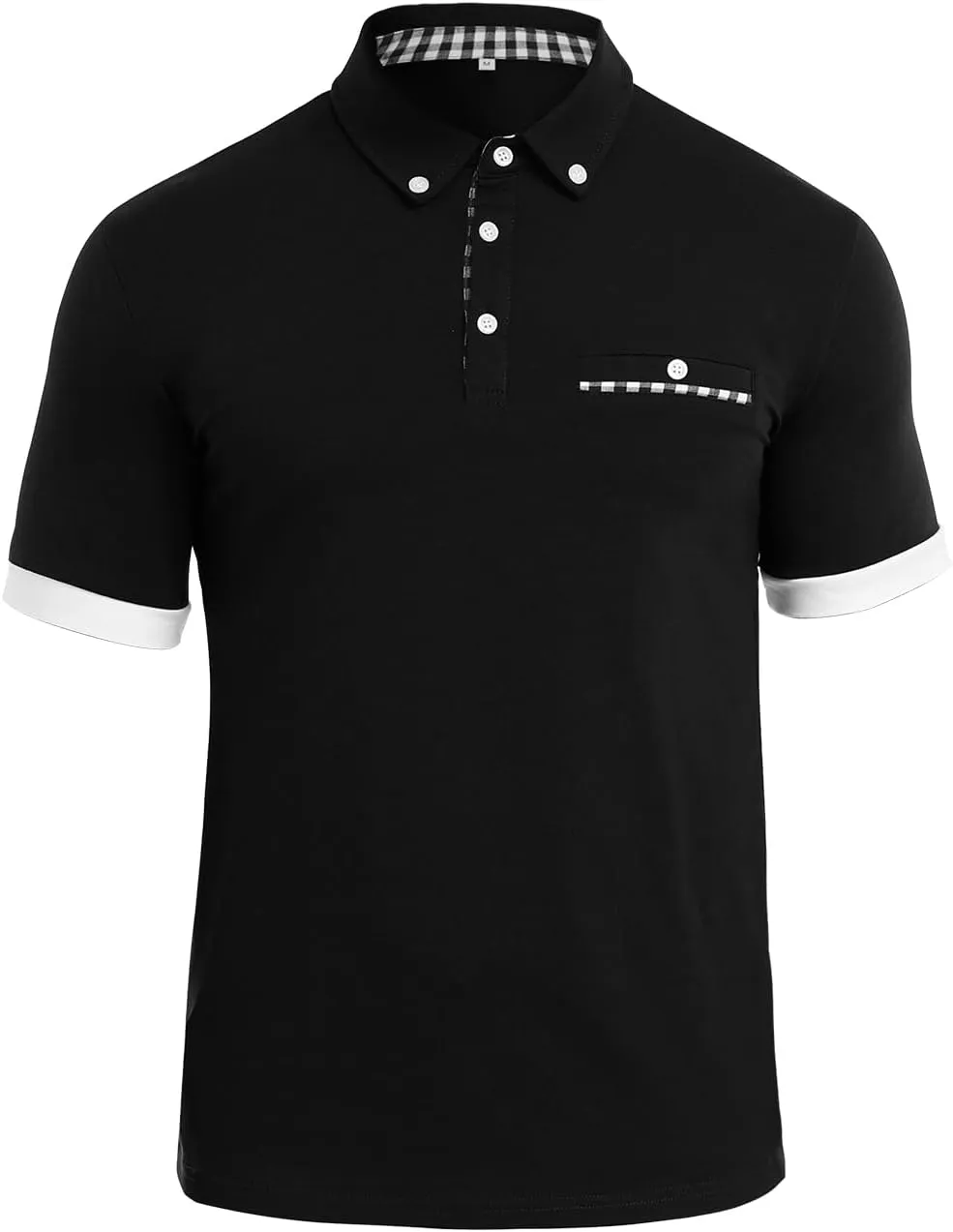 Mens Casual Short Sleeve Summer Polos Plaid Patchwork Fashion Cotton Slim T-Shirt Golf Tennis Top