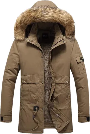 Men's Detachable Hoodies Cotton-Padded Coat Parkas Winter Thicken Fleece Jackets Windbreaker