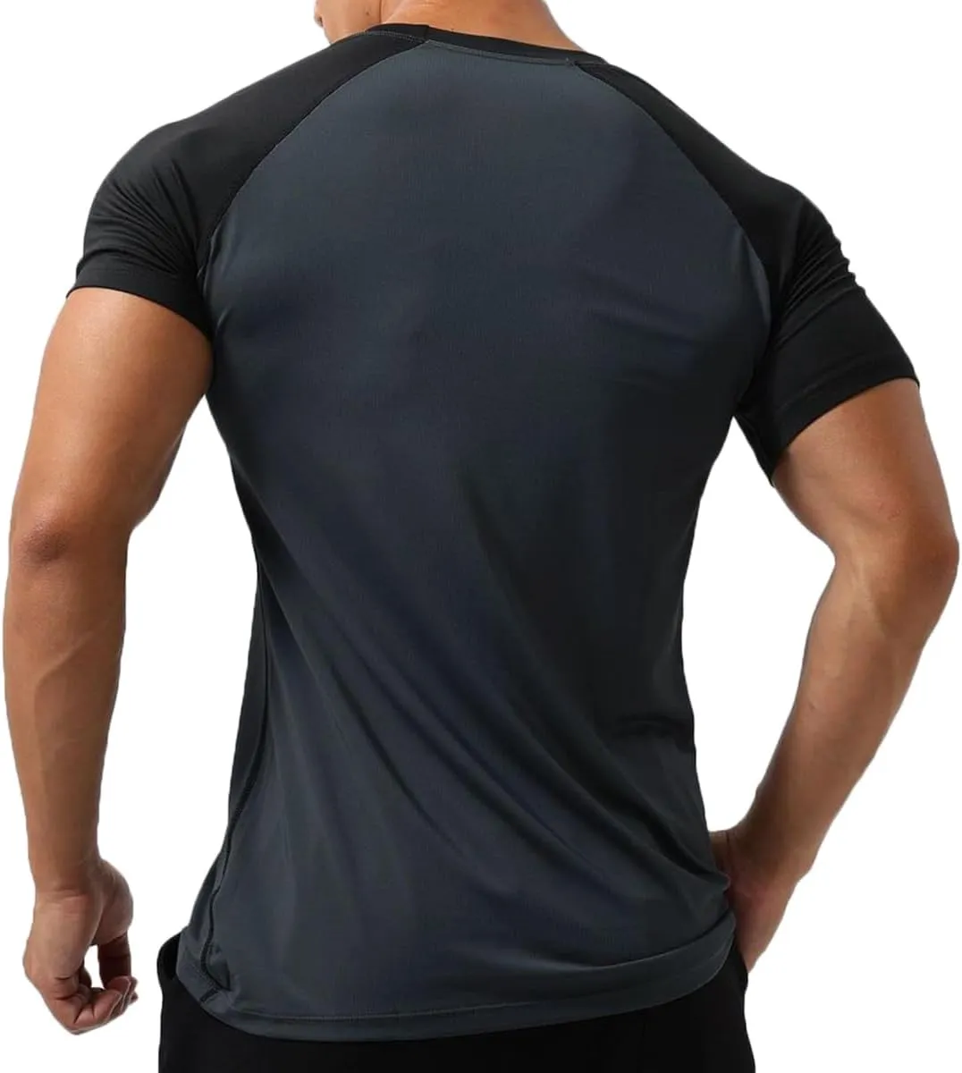 Mens Gym Muscle Short Sleeve Sweat Workout Shirts Quick Dry Stretchy Athletic T-Shirts for Men T77