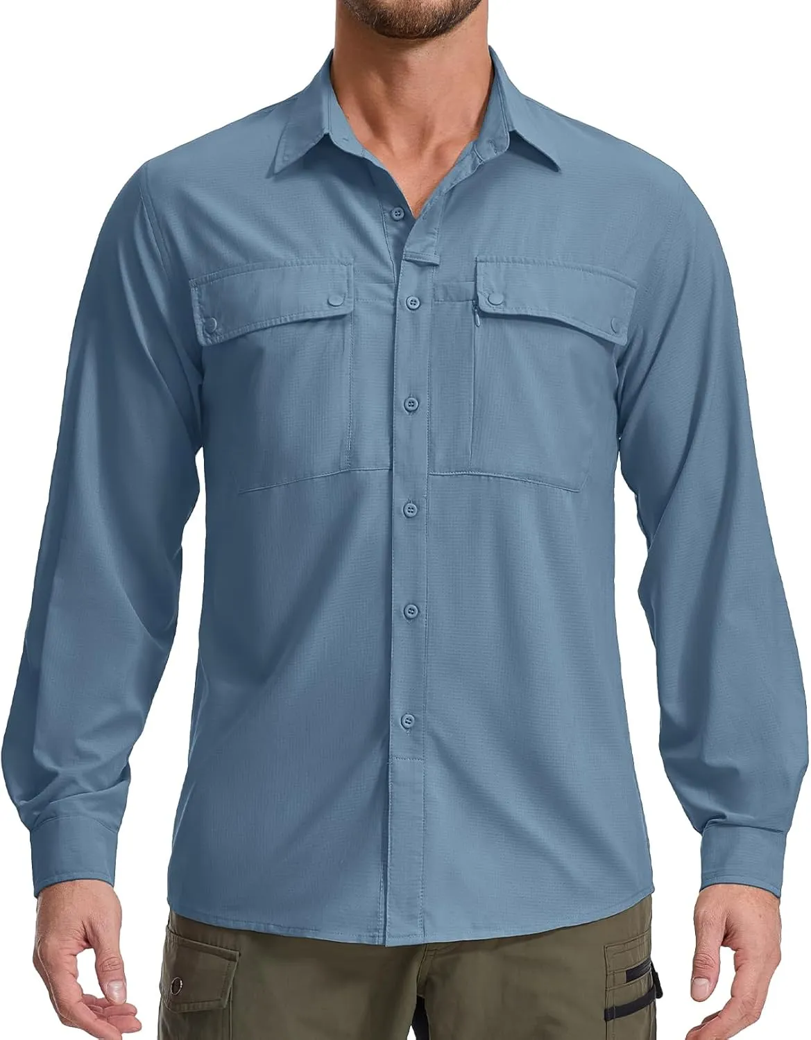 Men's Long Sleeve Hiking Fishing Shirts UPF 50  Sun Protection Quick Dry Shirts Outdoor Travel Safari Camping