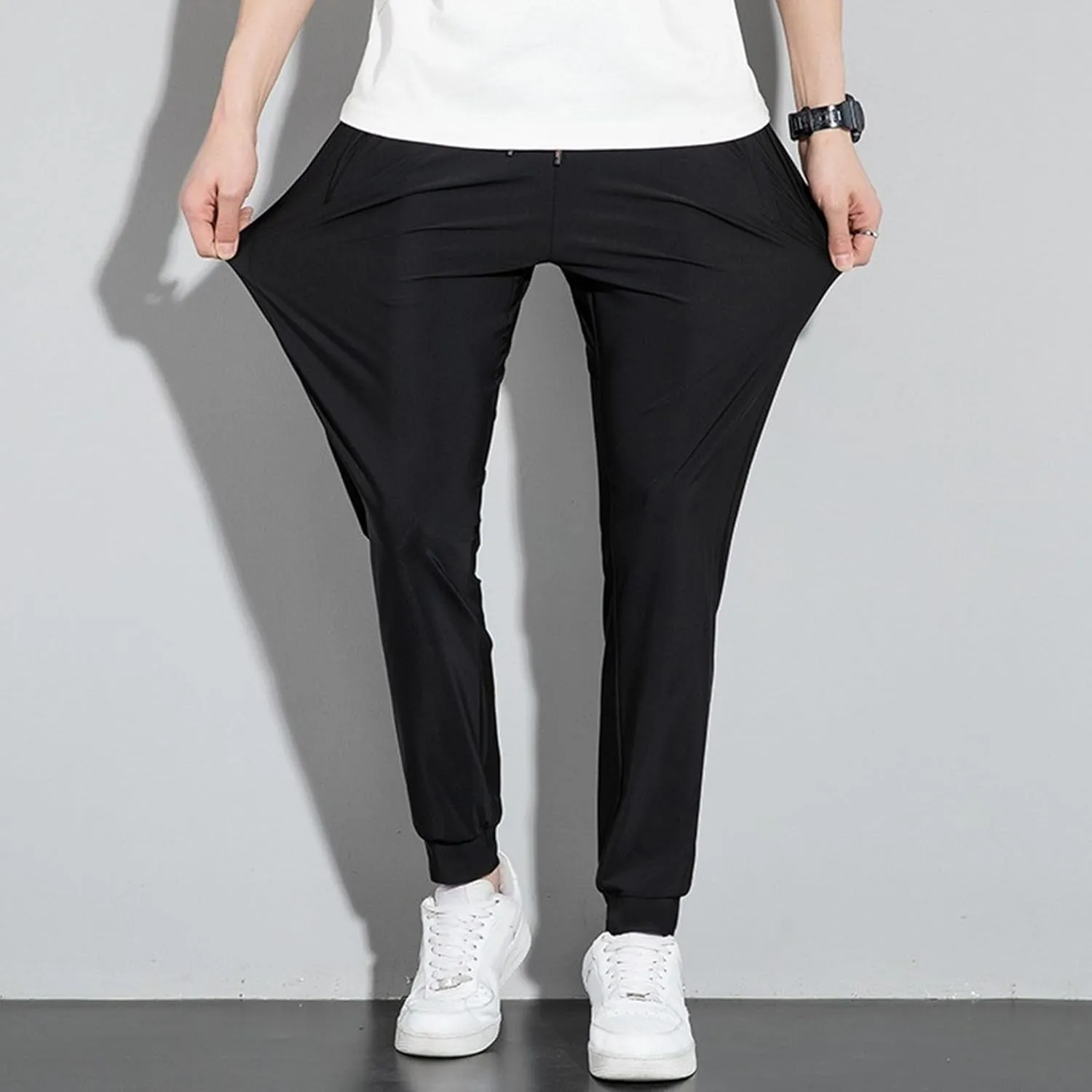 Men's Loose Fit Solid Athletic Long Pants Stretch Drawstring Summer Trousers Casual Comfort Outdoor Sweatpants