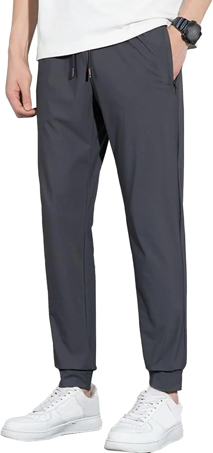 Men's Loose Fit Solid Athletic Long Pants Stretch Drawstring Summer Trousers Casual Comfort Outdoor Sweatpants