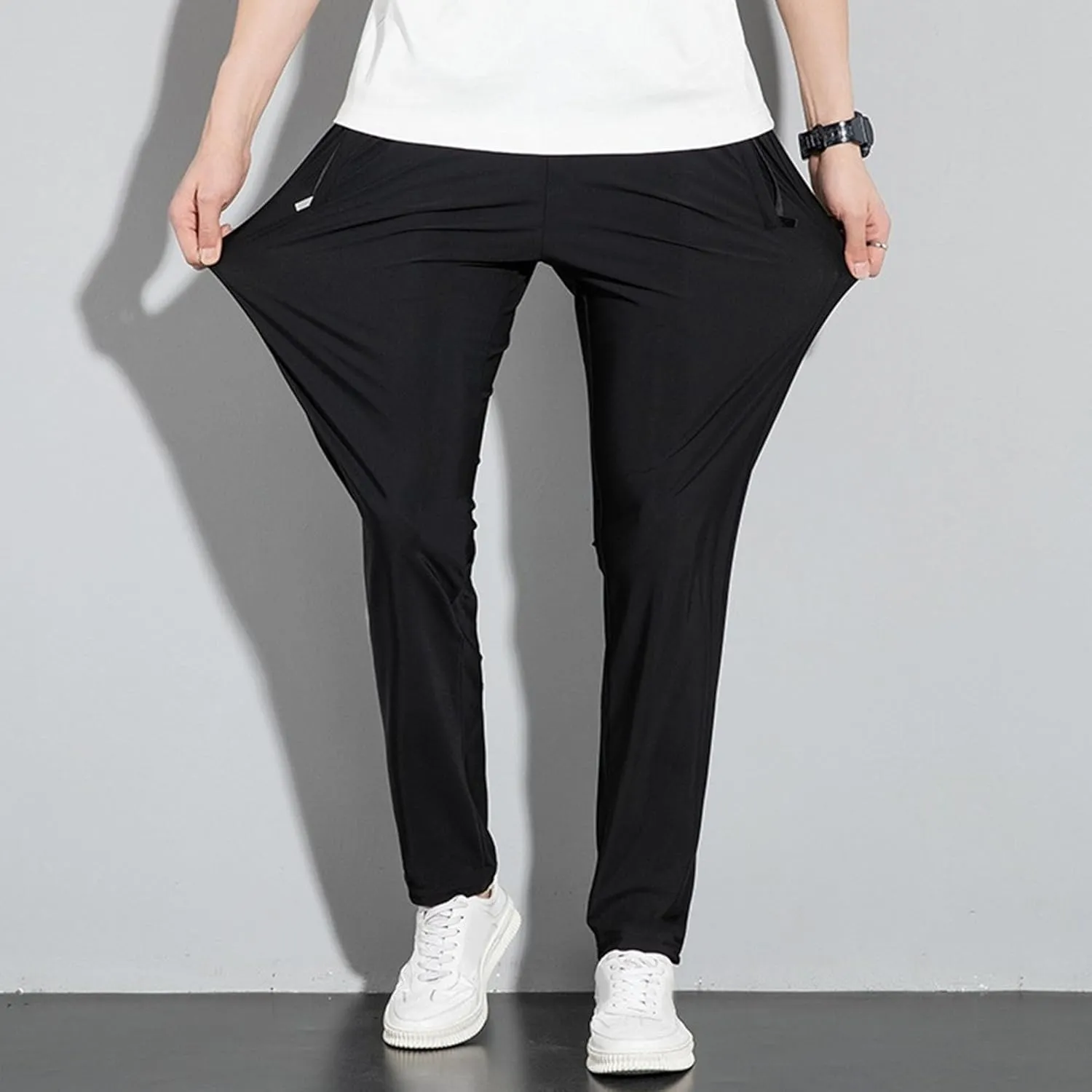 Men's Loose Fit Solid Athletic Long Pants Stretch Drawstring Summer Trousers Casual Comfort Outdoor Sweatpants