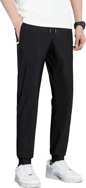 Men's Loose Fit Solid Athletic Long Pants Stretch Drawstring Summer Trousers Casual Comfort Outdoor Sweatpants