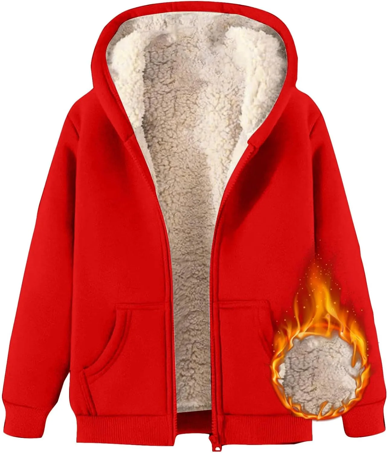 Men's Sherpa Zip Up Warm Hoodies Fleece Lined Jacket with Hood Sweatshirt Fall Winter Zipper Sweater Hooded Coats
