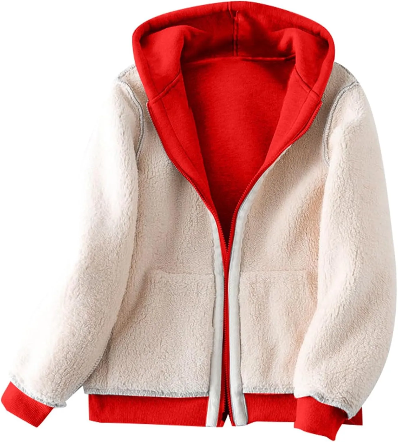 Men's Sherpa Zip Up Warm Hoodies Fleece Lined Jacket with Hood Sweatshirt Fall Winter Zipper Sweater Hooded Coats
