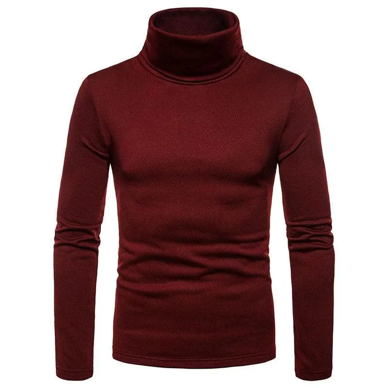 Men’s Slim Fit High Collar Double-Layer Autumn WinterTurtleneck Pullover Sweater