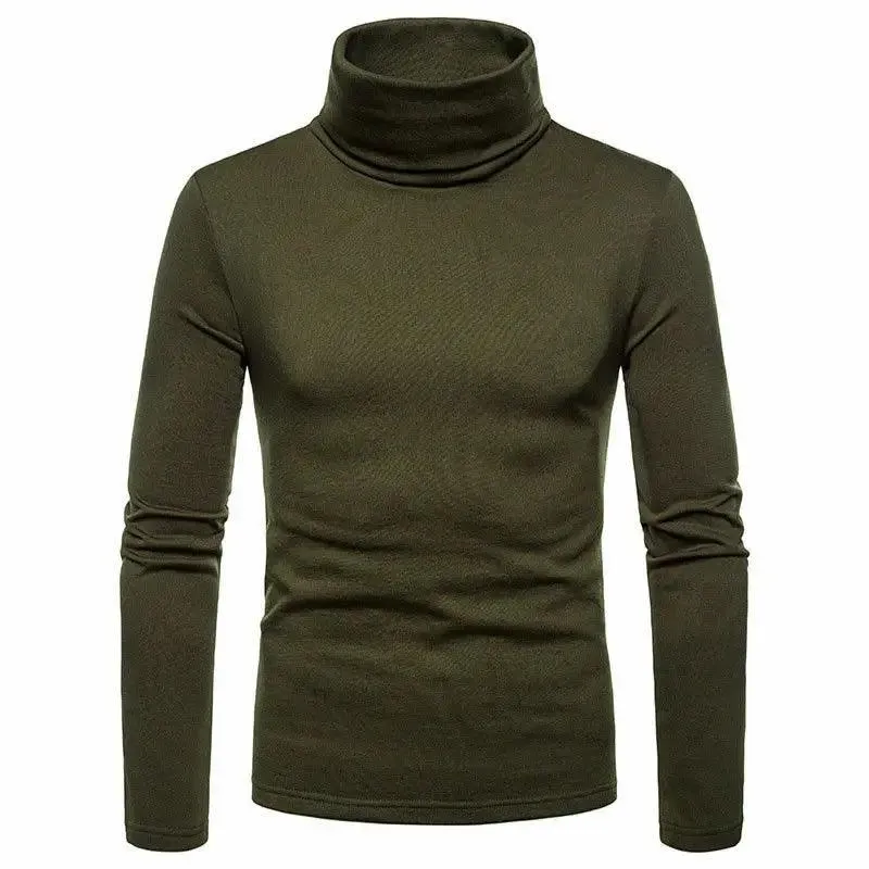Men’s Slim Fit High Collar Double-Layer Autumn WinterTurtleneck Pullover Sweater
