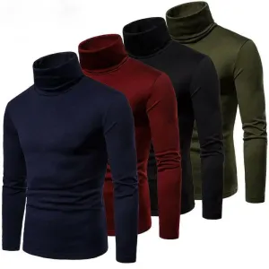 Men’s Slim Fit High Collar Double-Layer Autumn WinterTurtleneck Pullover Sweater