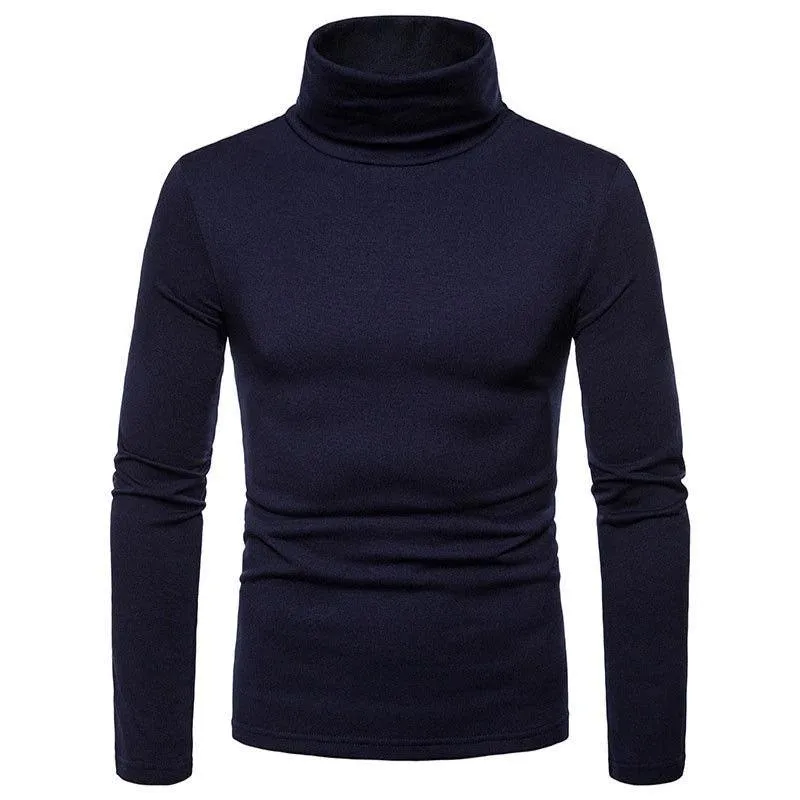 Men’s Slim Fit High Collar Double-Layer Autumn WinterTurtleneck Pullover Sweater