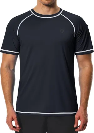 Men's Swim Shirts Quick Dry Rash Guard UPF 50  Sun Protection Fishing Beach Water Shirts Short Sleeve