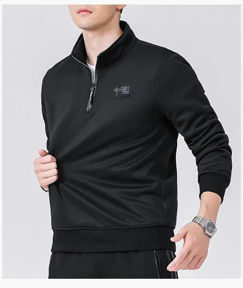 Men's Warm & Plus Fleece-Lined Quarter-Zip Sweatshirt –  Size (L-7XL) Pullover