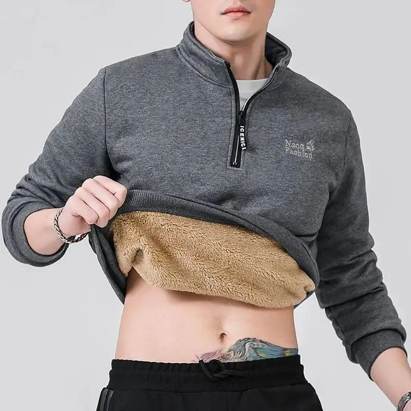 Men's Warm & Plus Fleece-Lined Quarter-Zip Sweatshirt –  Size (L-7XL) Pullover
