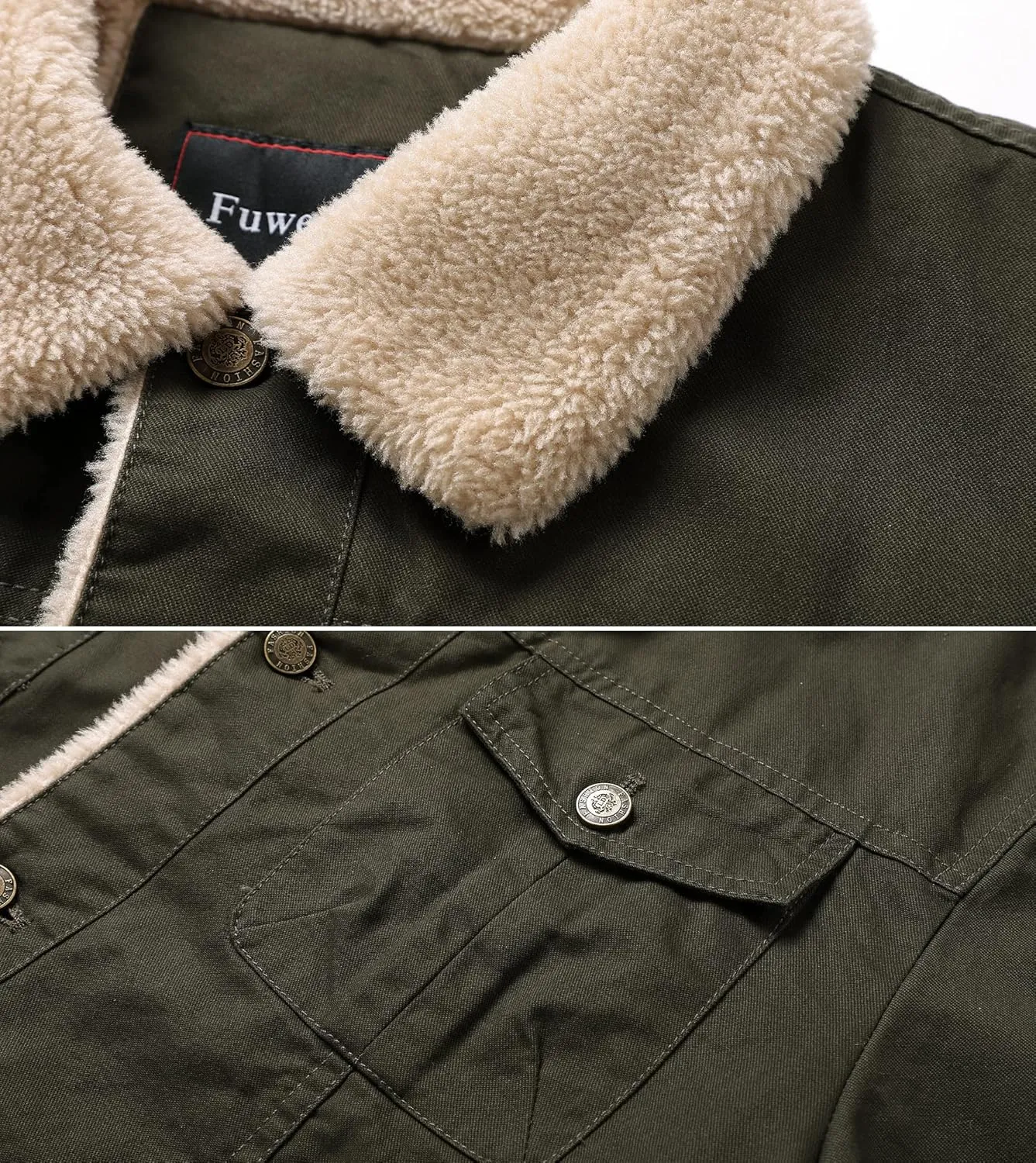 Men's Winter Sherpa Lined Fleece Military Cargo Jacket Cotton Outerwear Jacket Coat