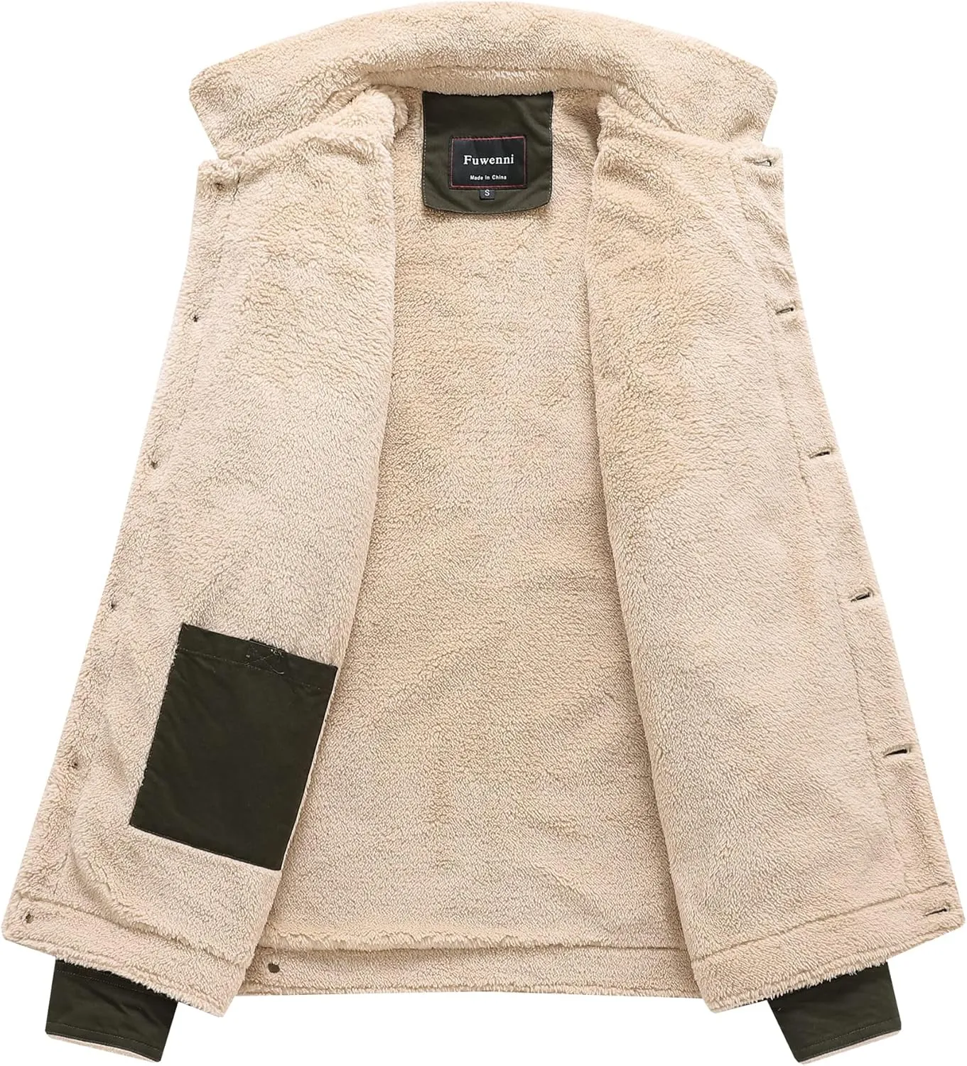 Men's Winter Sherpa Lined Fleece Military Cargo Jacket Cotton Outerwear Jacket Coat